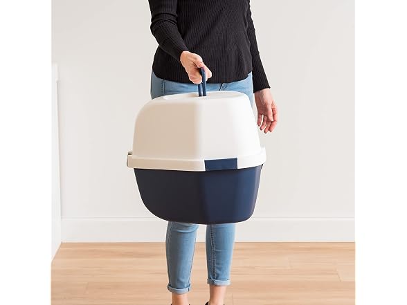 IRIS USA Large Corner Cat Litter Box with Lid