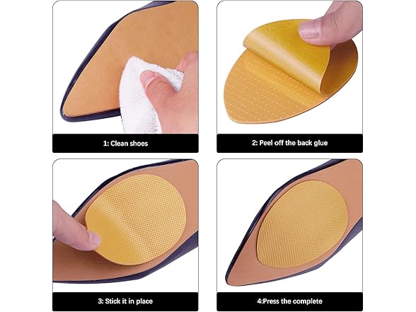 Makryn Herringbone Non-Slip Shoes Pads (Yellow,3 Pairs)
