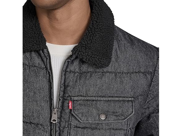 Levis Mens Quilted Depot Jacket w Sherpa Collar (M)