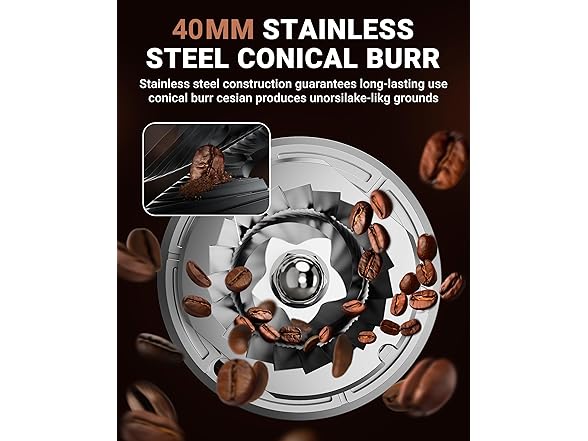 AMZCHEF Conical Burr Coffee Bean Grinder