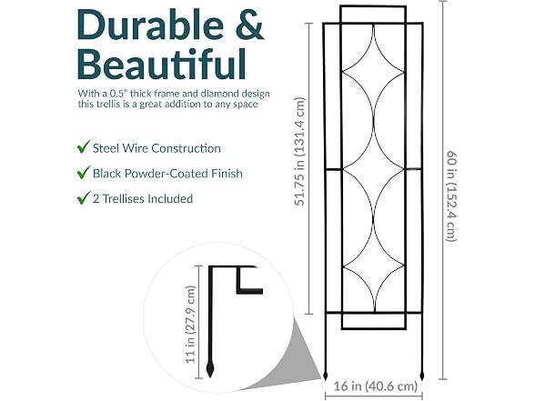 Sunnydaze 2-Piece Chic Diamonds Garden Trellis for Climbing Plants