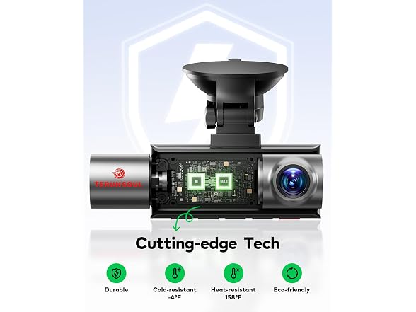TERUNSOUl 3-Channel Dash Cam Free 128GB