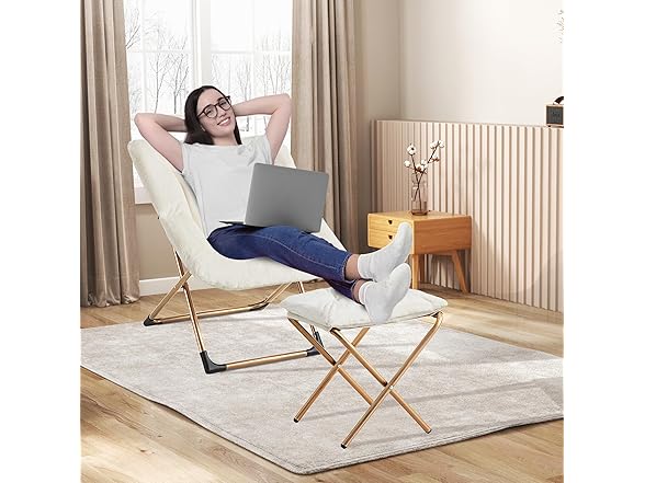 Beige Oversized Saucer Chair