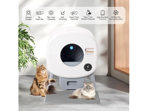 Fsitego Self Cleaning Cat Litter Box: 76L Extra Large