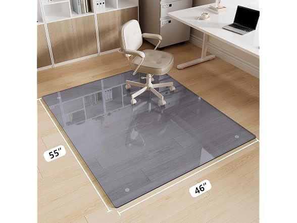 FlyEcho Grey Glass Chair Mat 46" x 55"