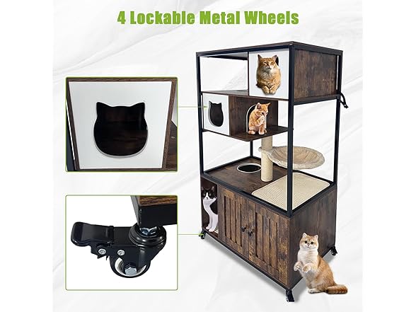 Litter Box Furniture Cat Tree with Litter Box