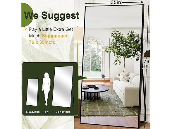 NicBex Oversized Full-Body Mirror, 76"x35"