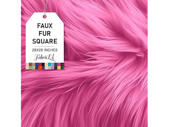 FabricLA Shaggy Faux Fur Square - 28" X 28", Bubble Gum