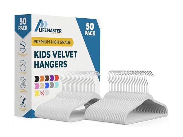 White Velvet Kids Hangers 50 Pack