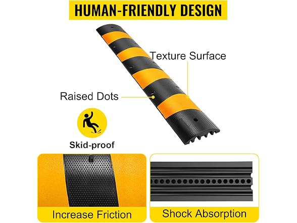 2pcs 6 Feet Rubber Speed Bump Driveway Modular