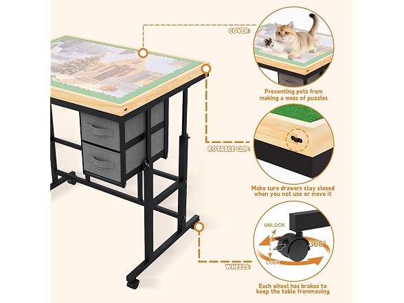 Jigsaw Puzzle Table with Drawers - Gallery 6