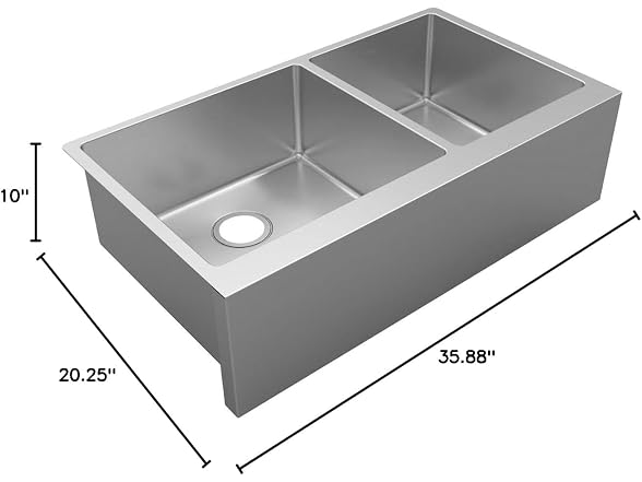 Elkay 16 Gauge Stainless Steel 35-7/8" Double Bowl Farmhouse