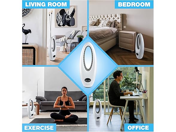 Comfort Zone 28" Oscillating Bladeless Tower Fan with Remote