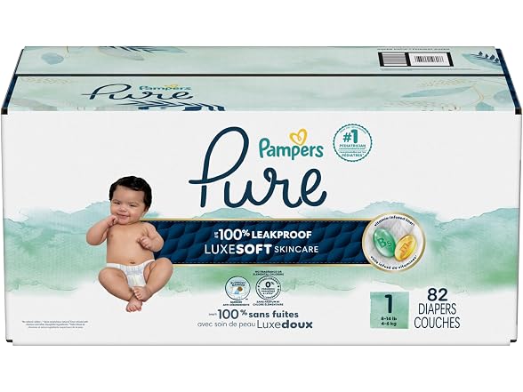 Pampers Pure Baby Diapers Size 1 82 Count