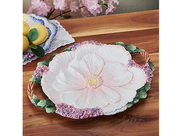Fitz and Floyd Jardin Floral Handled Serving Dish