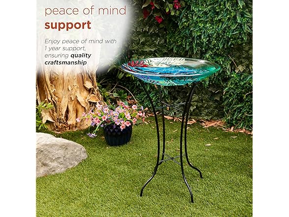 Alpine Corporation 26" Tall Outdoor Glass Turtle Accent Birdbath