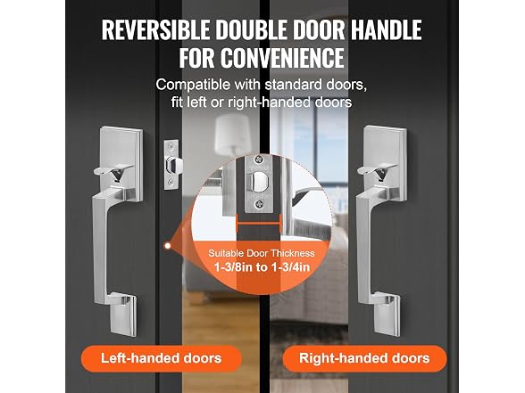 VEVOR Front Door Handle, Satin Nickel