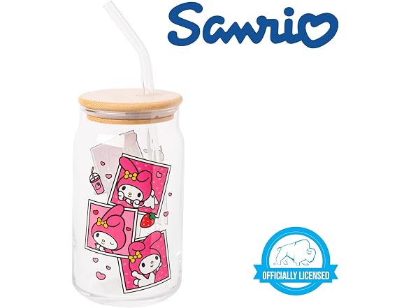 Silver Buffalo Sanrio My Melody, Glass Tumbler, 16oz