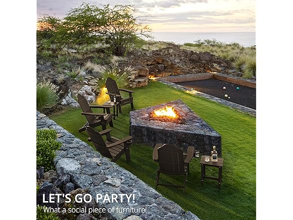 Dark Brown Folding Adirondack Chair Set of 4