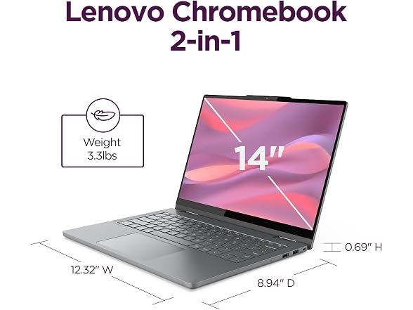 Lenovo Chromebook 2-in-1 14" Lightweight Laptop