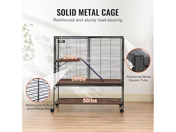 VEVOR 39" Rolling Metal Ferret Cage