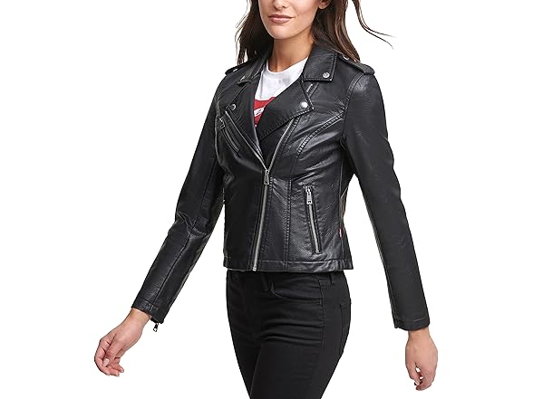 Levis Womens Faux Leather Motorcycle Jacket (XS)