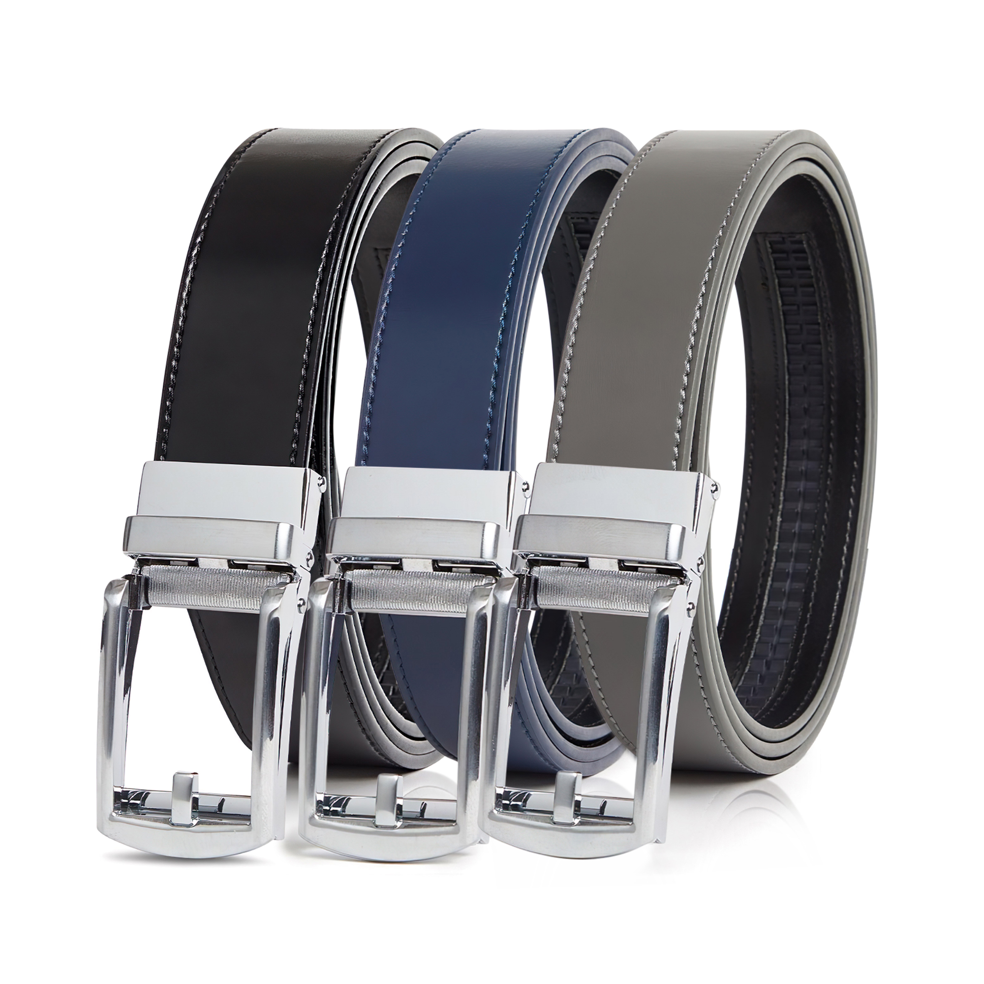 Carlo Fellini Mens Leather Ratchet Belt - Gallery 57