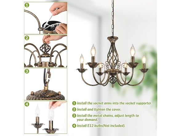 VerRon B0FR8LDPSM 6-Light Farmhouse Candle Chandelier