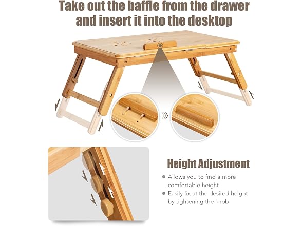 Tangkula 100% Bamboo Laptop Desk