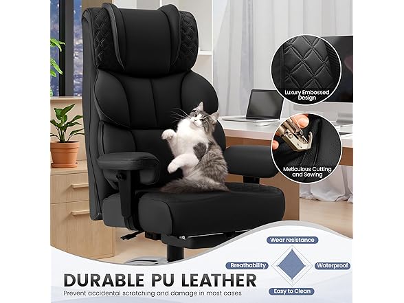 BestGlory Office Desk Chair, Big and Tall Leather Gaming Chair(Open Box)
