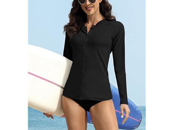 BesserBay Women (L) Half Zipper Rashguard Rash Top