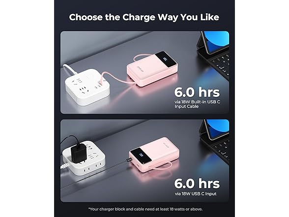 JOYFAR 22.5W 30000mAh USB-C Powerbank w/Built in Cables