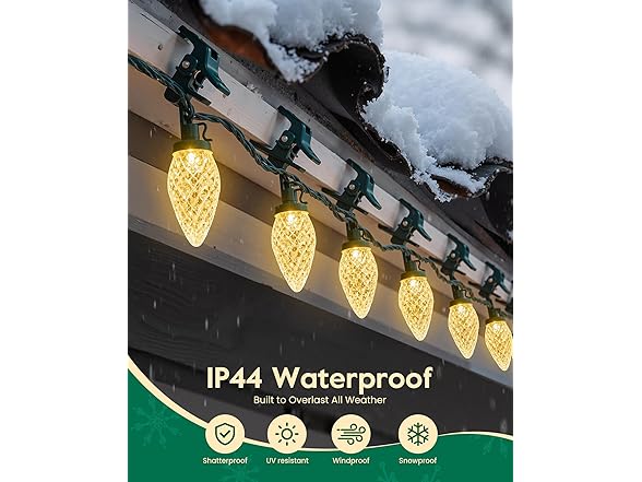 Brightown C9 Christmas Lights Outdoor with 110 Spring Clips, 65FT 110 LED