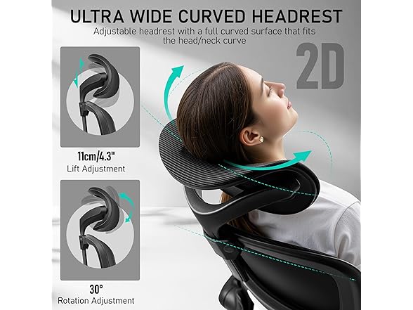 BESTFAIR High Back Ergonomic Office Chair, Breathable Mesh Desk Chair with Lumbar Support, Adjustable Headrest, Flip-up Armrests, Computer Gaming Chair, (Black) (Open Box)