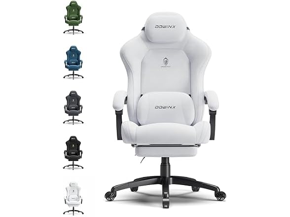 Dowinx Big and Tall Suede Fabric Gaming Chair White
