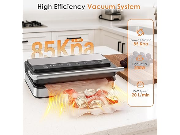 VUSIGN Vacuum Sealer Machine with Strong -85KPA Suction