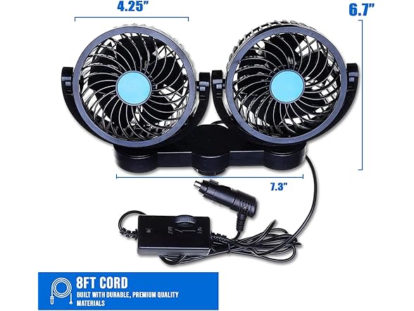 Zone Tech EL0024 12V Car Cooling Air Fan Black Black