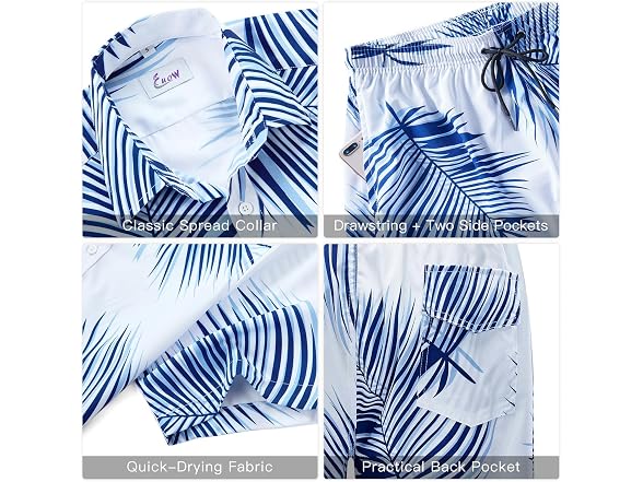 Euow Men (XXL) Hawaiian Shirts Casual Button Shirt