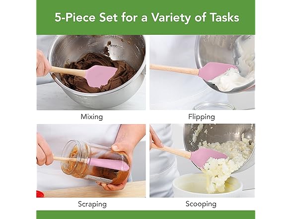 Tovolo Silicone Spatula with Wooden Handle Set of 5 