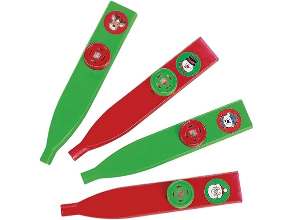 Red & Green Plastic Holiday Kazoos, 4.5" (18 Pcs)