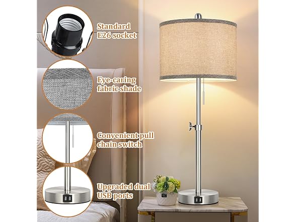Kondras Grey Table Lamps Set of 2