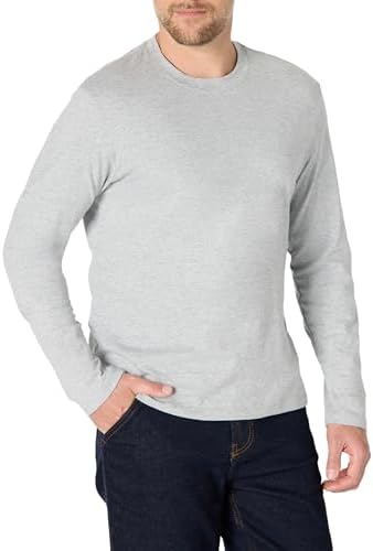 Amazon Essentials Men's Relaxed Fit Long Sleeve T-Shirt, Medium Grey Heather, Small