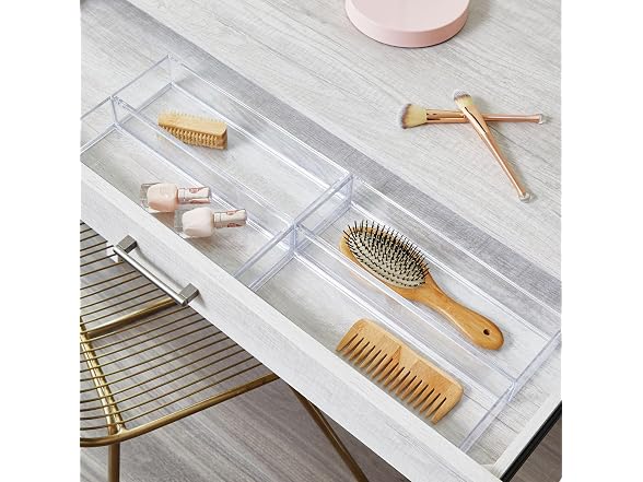 iDesign Plastic Drawer Organizer Tray, Set of 6, Clear