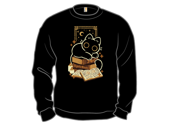 Cute Black Cat on Spellbooks