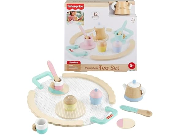 Fisher-Price Wood Pretend Play Toy Tea Set