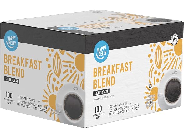100ct Amazon Brand - Happy Belly Light Roast Coffee Pods