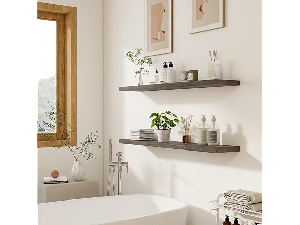 Vivelove Grey Elm Wood Floating Shelf 48"x8"