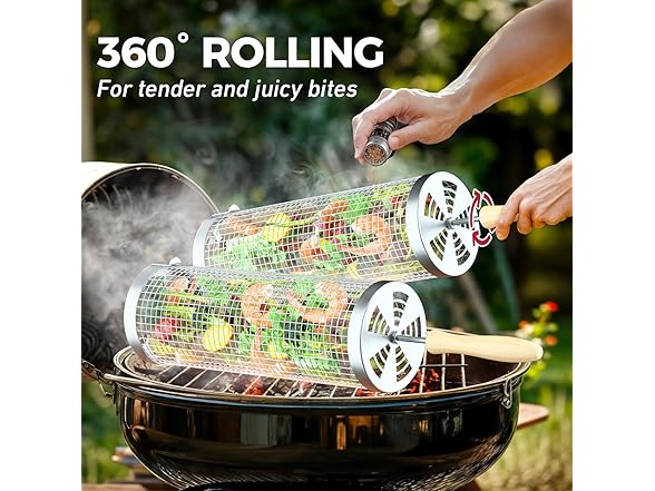 KUQIHUG Rolling Grill Basket