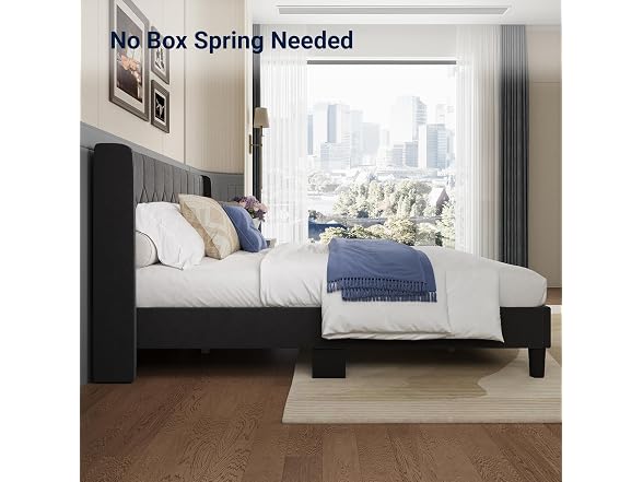 Avenco King Size Bed Frame with Winged Headboard
