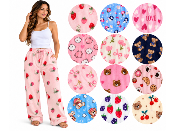 (4-Pack) Women's Soft Plush Lounge Pajama Pants